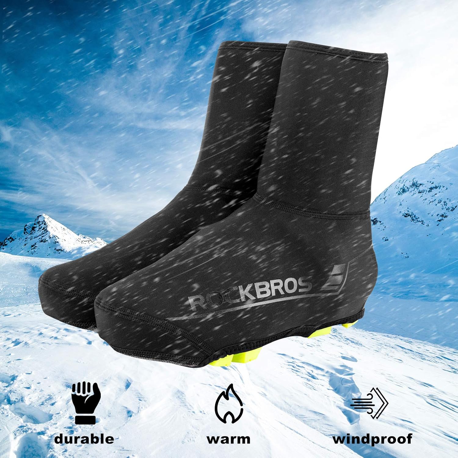 ROCKBROS Fundas para zapatos de ciclismo, cubierta de zapatos de invierno, resistente al agua, térmicas, para bicicleta, a prueba de viento, para