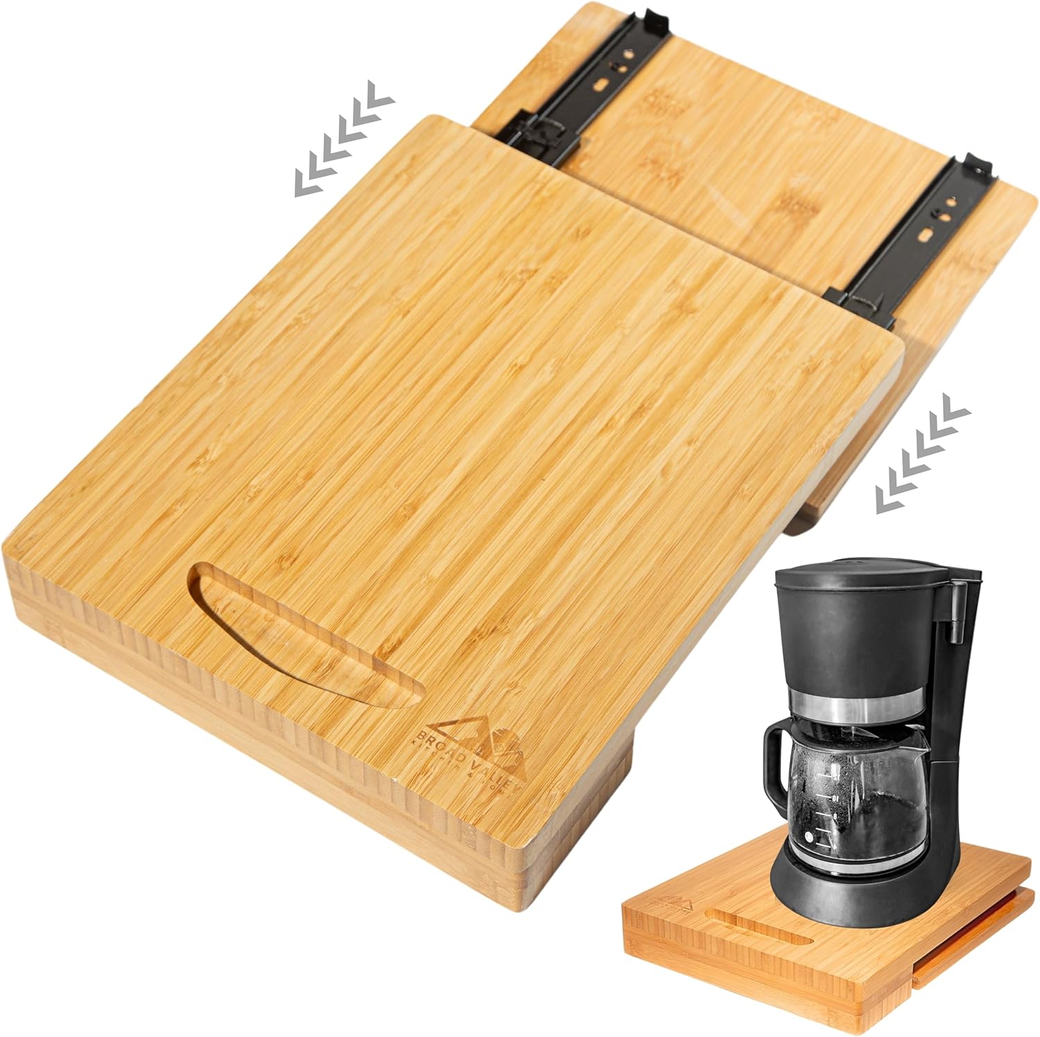 Deslizador de electrodomésticos de cocina de madera, bandeja para debajo del gabinete para cafetera, licuadora, freidora de aire, batidora de soporte