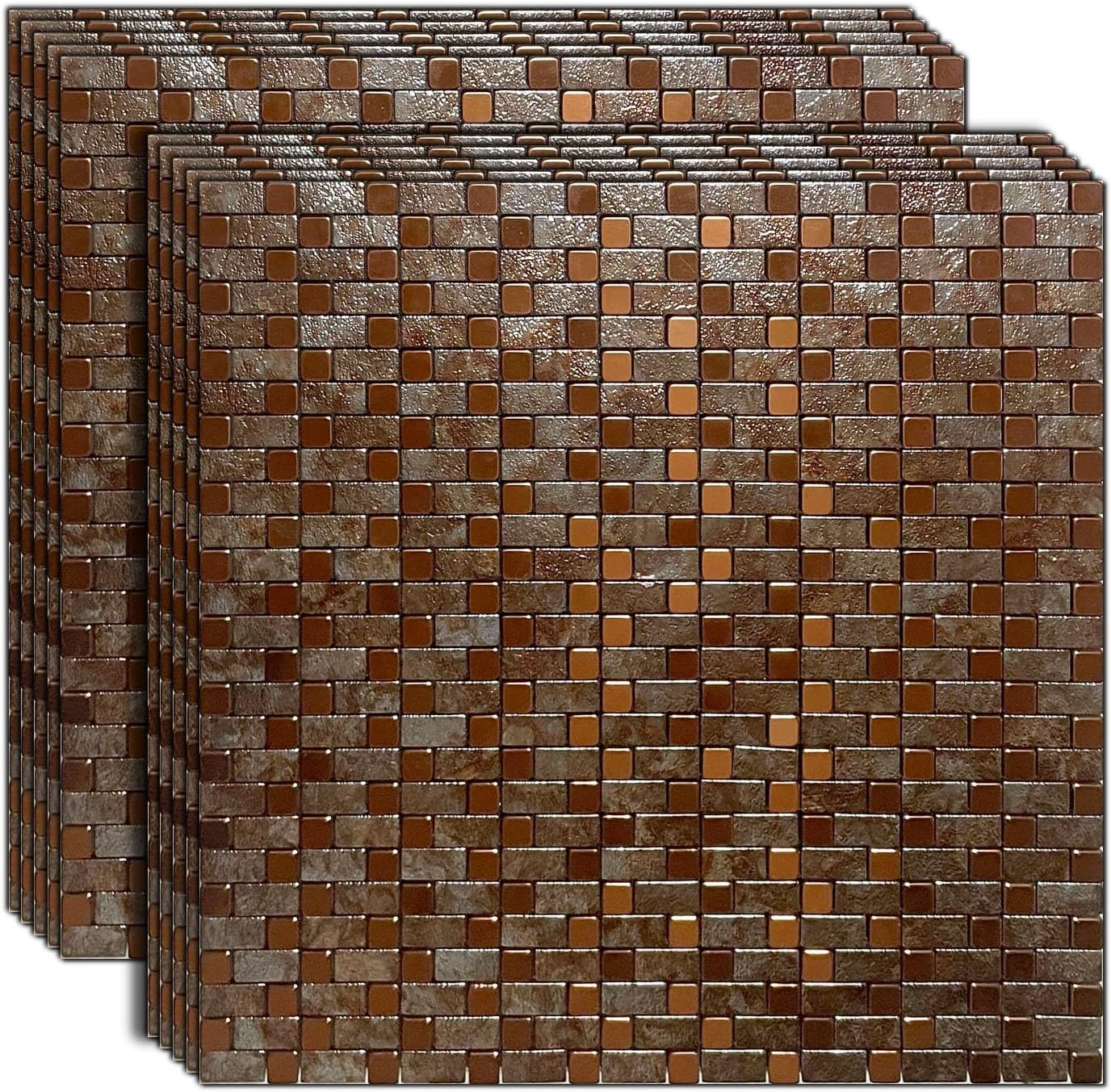 WEIMEISC 10 hojas de azulejos de mosaico para cocina, despegar y pegar, superficie de aluminio de 11.65 x 11.65 pulgadas, panel de calcomanías de