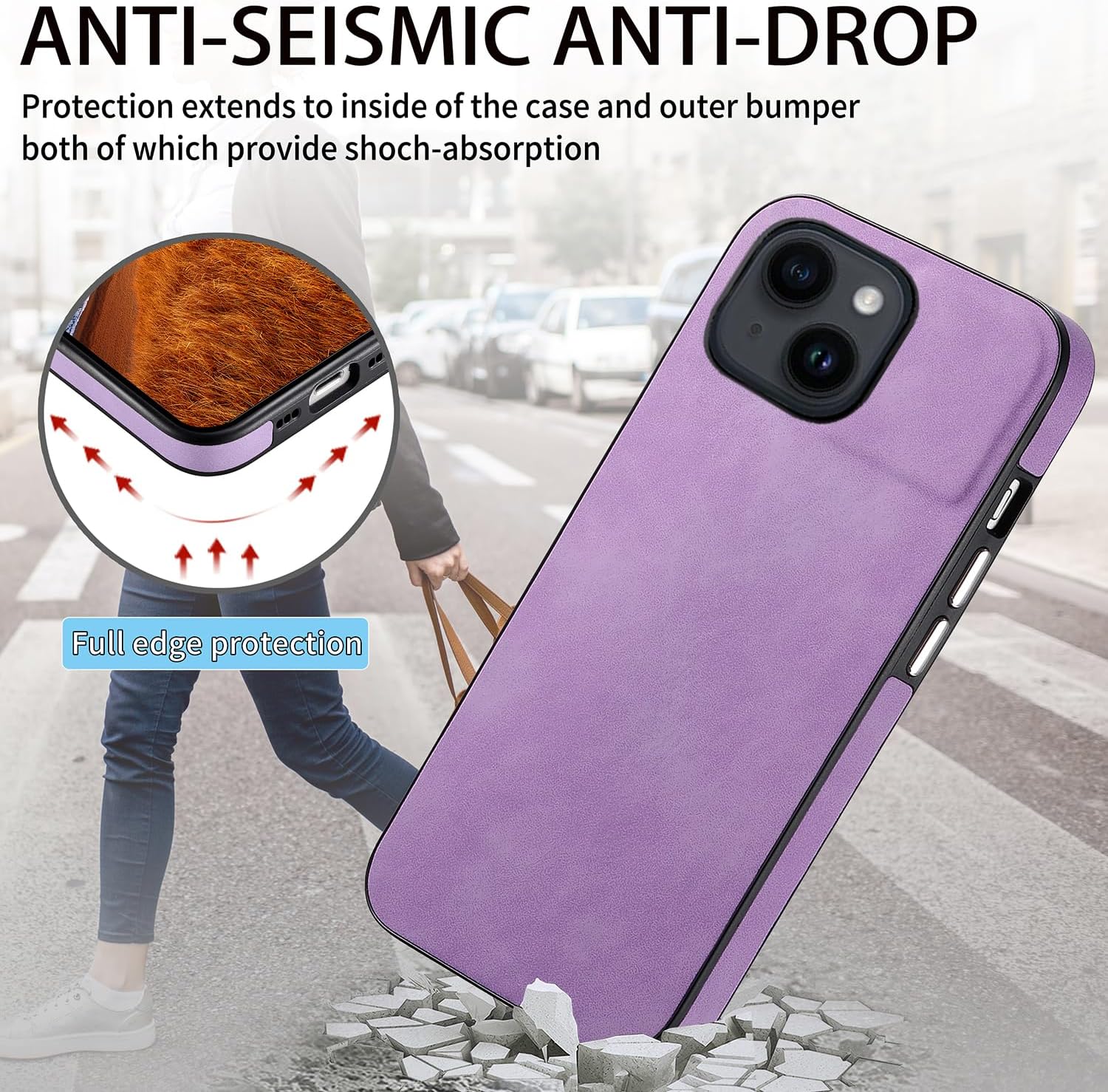 Asuwish Funda de teléfono para iPhone 14 de 6.1 pulgadas con protector de pantalla de vidrio templado y funda de cuero delgada y suave, accesorios