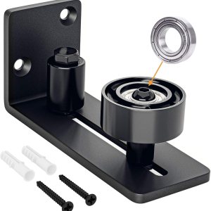 LDB_Building – Guía de piso de diseño de fondo negro para puerta corrediza de granero, sistema de montaje en pared antiarañazos con ruedas de LDB_Building – Guía de piso de diseño de fondo negro para puerta corrediza de granero, sistema de montaje en pared antiarañazos con ruedas de