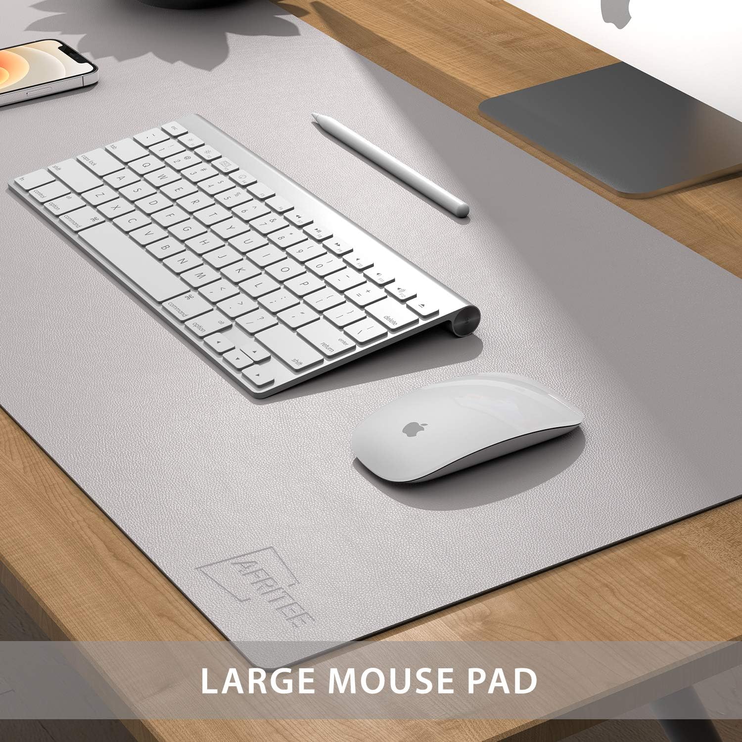 AFRITEE – Tapete protector de escritorio, de piel sintética de doble cara, alfombrilla grande para mouse, alfombrilla de escritura, impermeable,