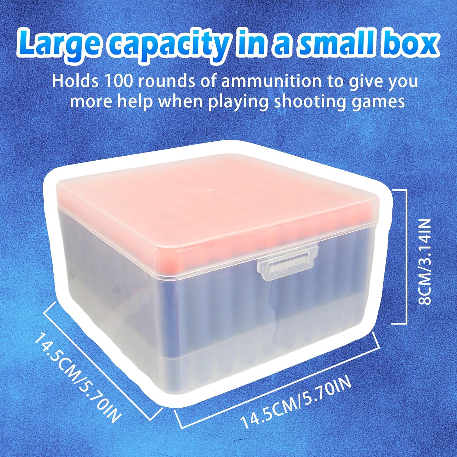 Caja de almacenamiento de dardos de espuma, estuche portátil de plástico compatible con balas Nerf Elite Series y dardo corto (1 caja+2 bandejas)