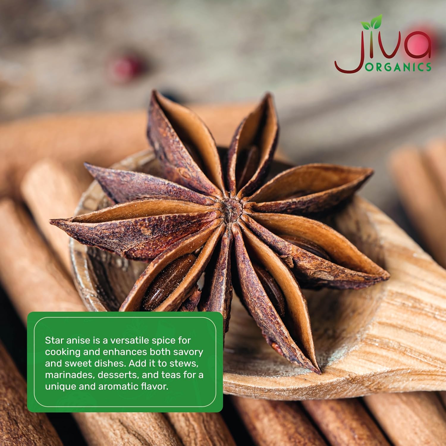 Jiva – Bolsa jumbo de anís estrellado orgánico de 7 onzas, sin OMG, no irradiada, especias puras de la India, Staranise