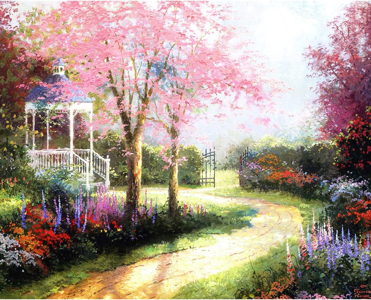 SIDENUO Kit de diamantes de camino de flores de árbol 5D para adultos, paisajes de otoño, pintura de paisaje, manualidades para decoración de pared