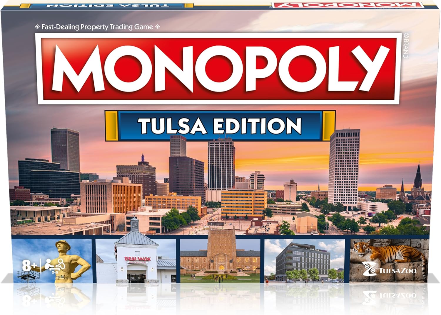 MONOPOLY Juego de mesa – Edición Tulsa 2-6 jugadores Juegos de mesa familiares para niños y adultos, juegos de mesa para niños de 8 años en