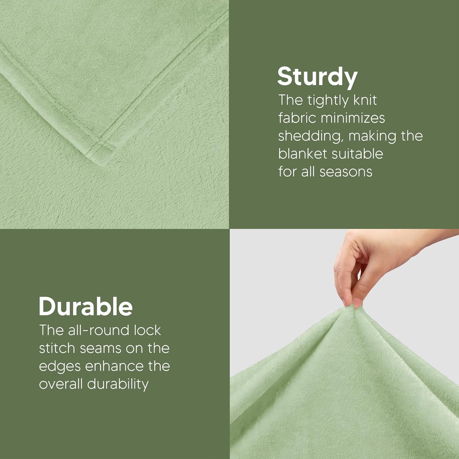 Utopia Bedding Manta de forro polar, tamaño matrimonial, color verde salvia, 10.53 ozm, de lujo, mullida, suave y antiestática de microfibra (90 x