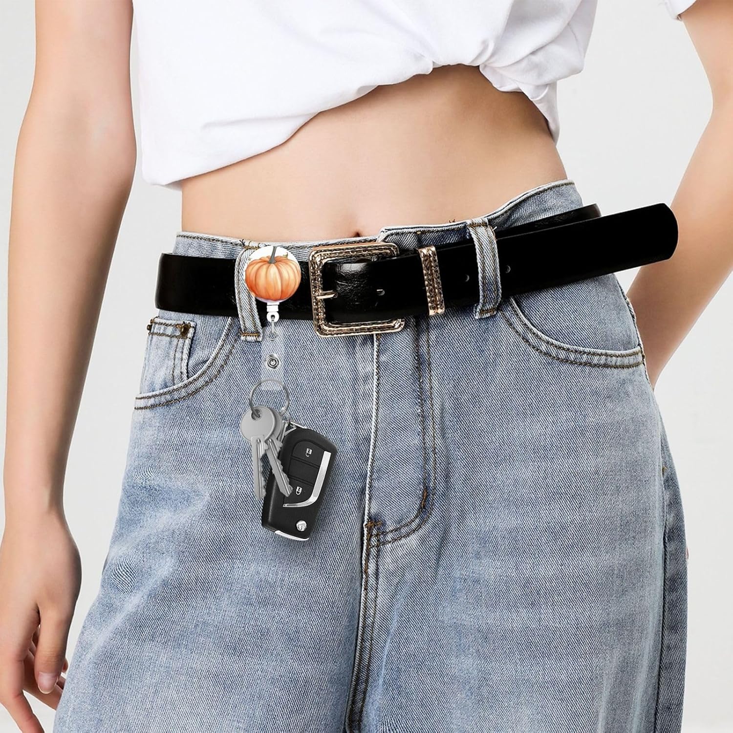 Carrete de insignia con clip para cinturón, llavero retráctil para enfermera, otoño, acuarela, calabazas, clip, para mujeres, hombres, tarjetas de
