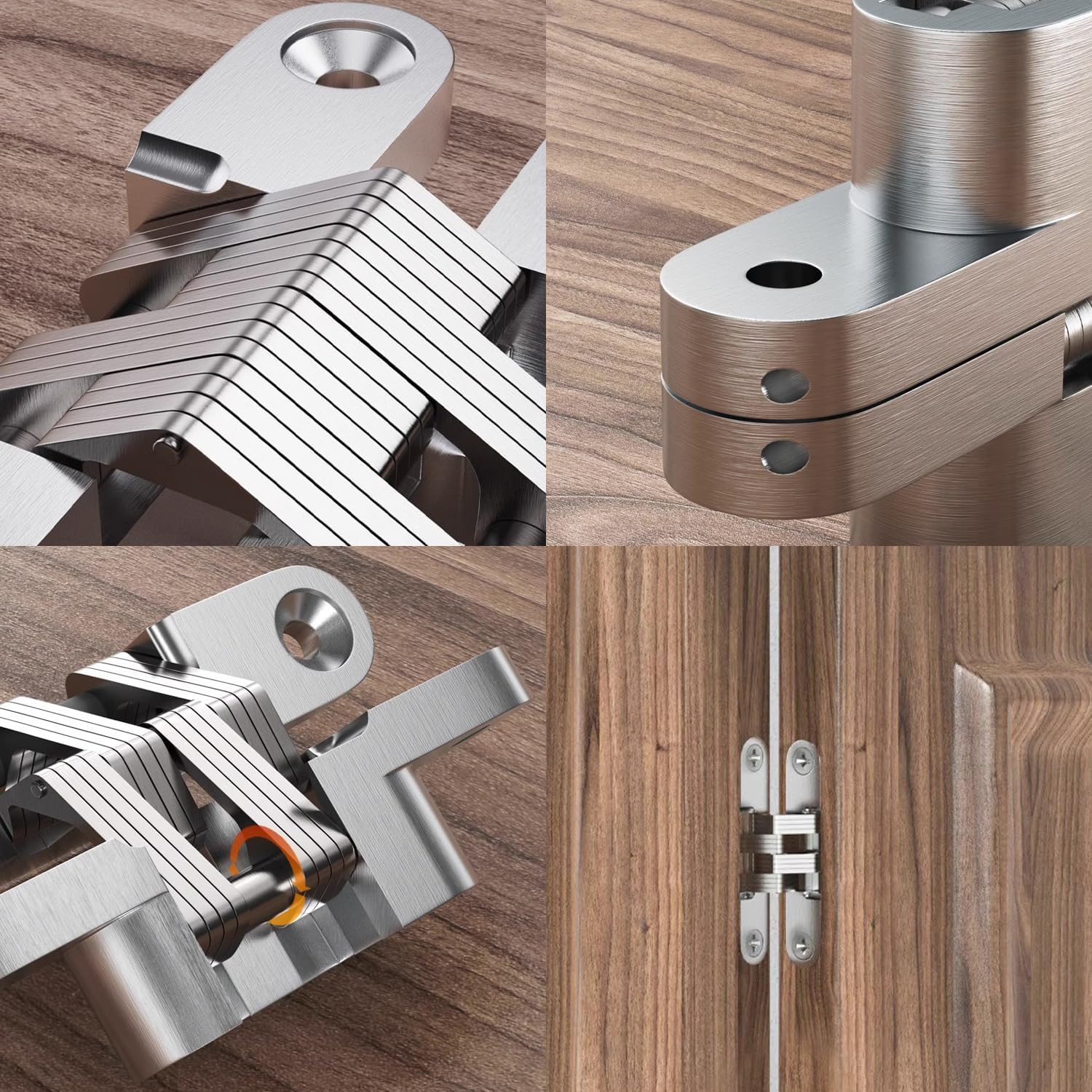 Bisagra cruzada 180 grados 4 núcleo de acero inoxidable bisagra bisagra oculta se utiliza para ocultar puertas, armarios, cajas de madera, mesas de