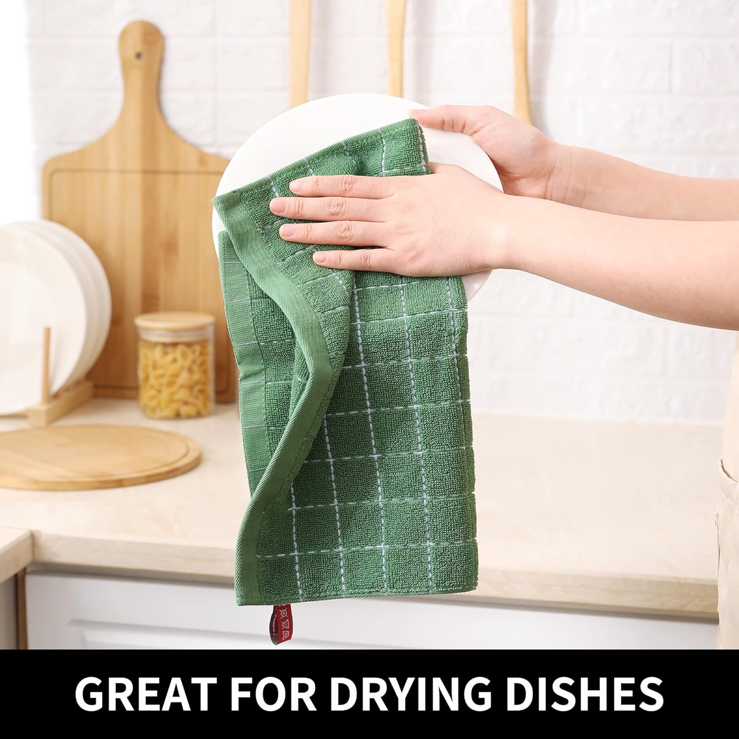 Homaxy Paños de cocina de rizo de algodón 100%, ultra suaves y absorbentes, adecuados para secar y lavar platos, paquete de 6, 12 x 12 pulgadas,