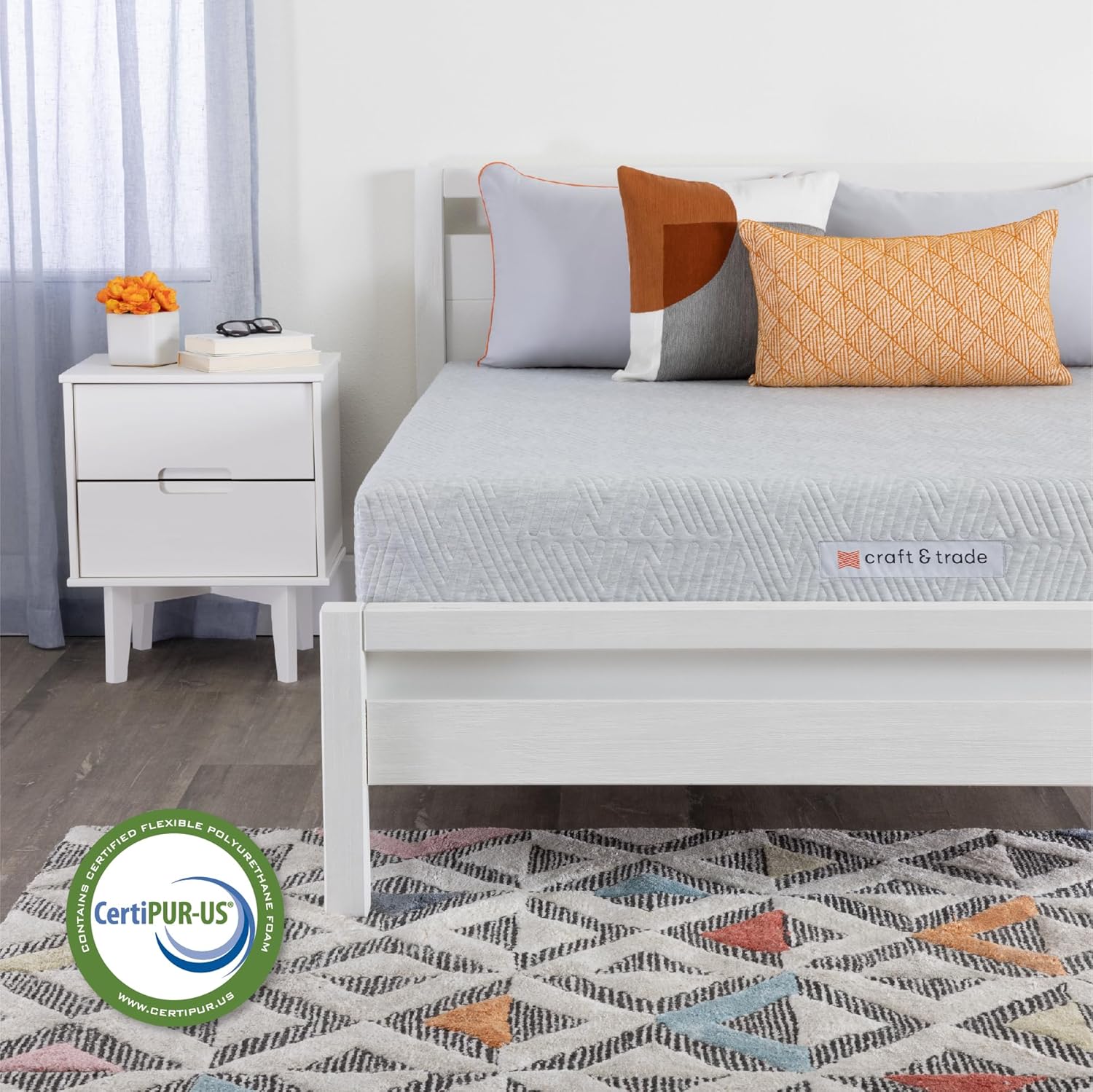 Craft & Trade Colchón de espuma viscoelástica, cama en una caja, enfriamiento de gel de cobre, certificado CertiPUR-US, 8 pulgadas, Queen, prueba de