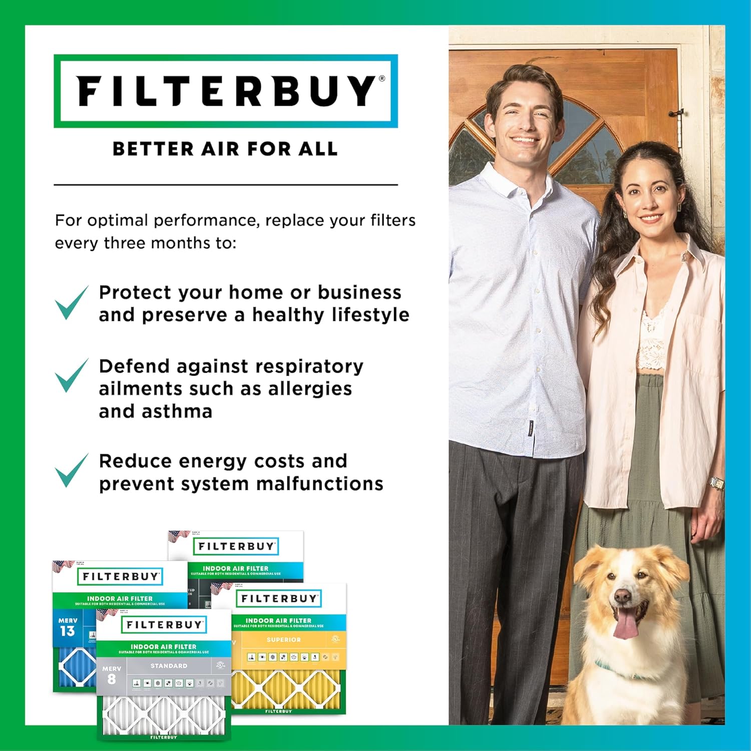 Filterbuy Filtro de aire de 17 x 22 x 1 pulgada MERV 8, protección contra el polvo (paquete de 5), filtros de aire de repuesto plisados HVAC para