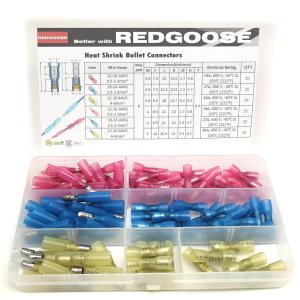 REDGOOSE 100 conectores de bala termorretráctiles calibre 22-10, aislados, impermeables, eléctricos, marinos, automotrices, hembras y machos, kit REDGOOSE 100 conectores de bala termorretráctiles calibre 22-10, aislados, impermeables, eléctricos, marinos, automotrices, hembras y machos, kit