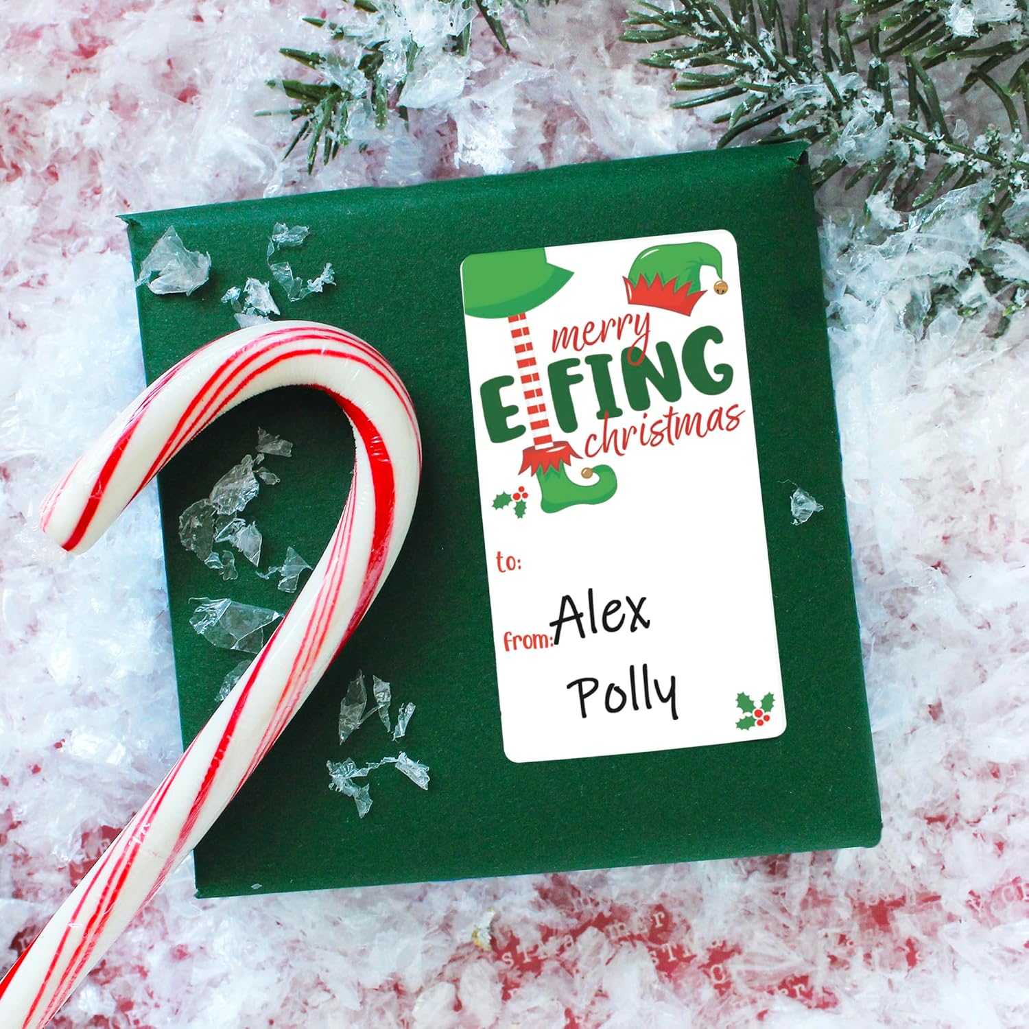 Divertidas etiquetas adhesivas de regalo de Navidad, 75 etiquetas, etiquetas de regalo de elfo navideño