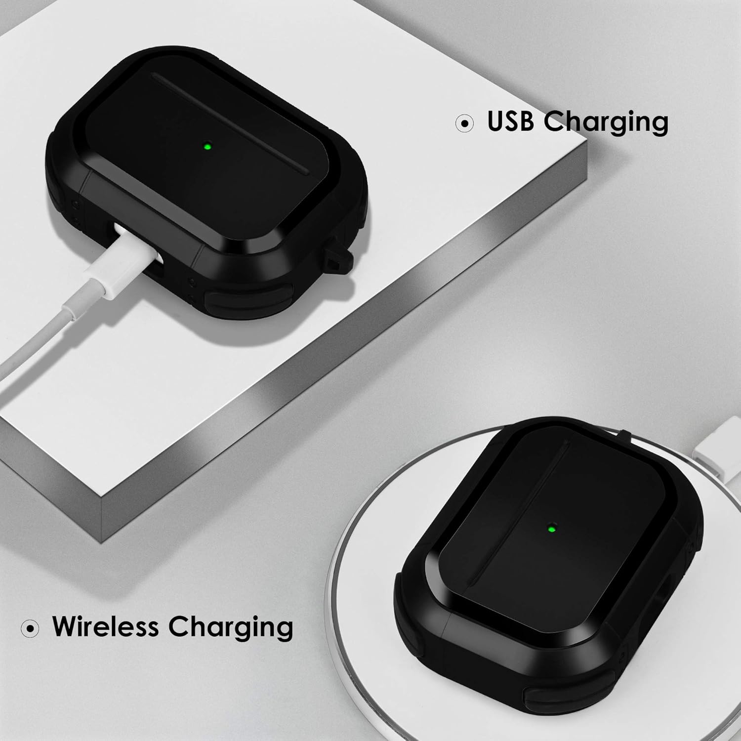 CAGOS Funda para Airpods Pro, funda rígida para iPod Pro que absorbe los golpes con llavero de metal, accesorios compatibles con Apple Airpod Pro de