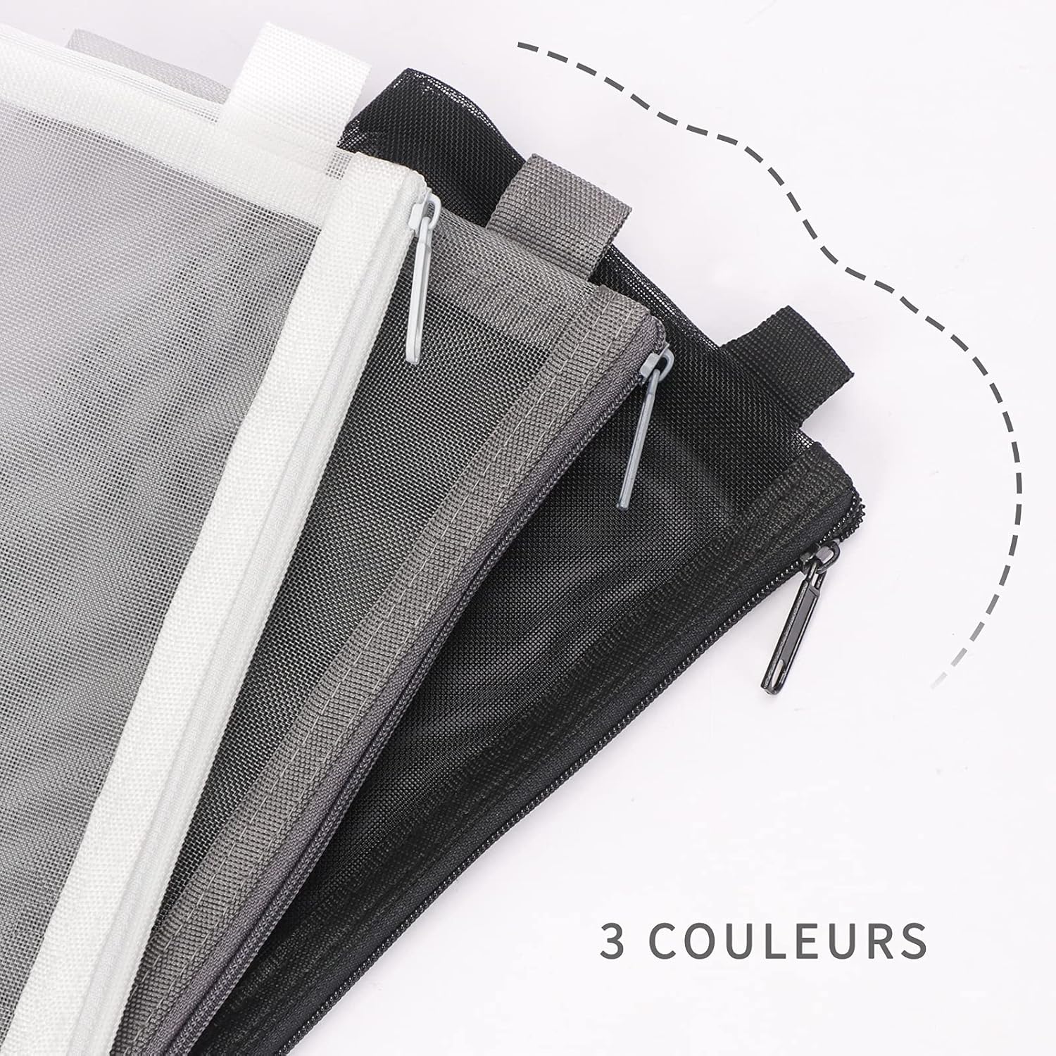 Toplive Juego de 3 estuches para lápices, bolsa transparente para lápices de examen, bolsa de malla con cremallera para bolígrafos, bolsa de