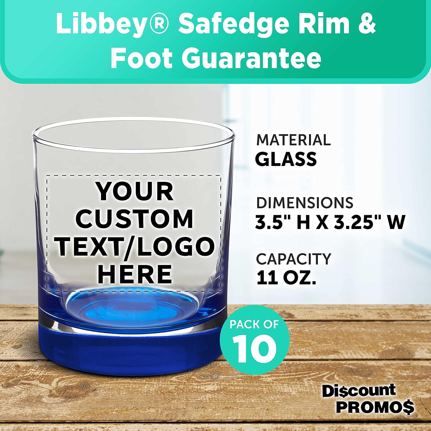 Libbey – Vasos de whisky personalizados de 10 onzas, juego de 10 unidades, paquete personalizado a granel, base pesada, vaso antiguo de moda,