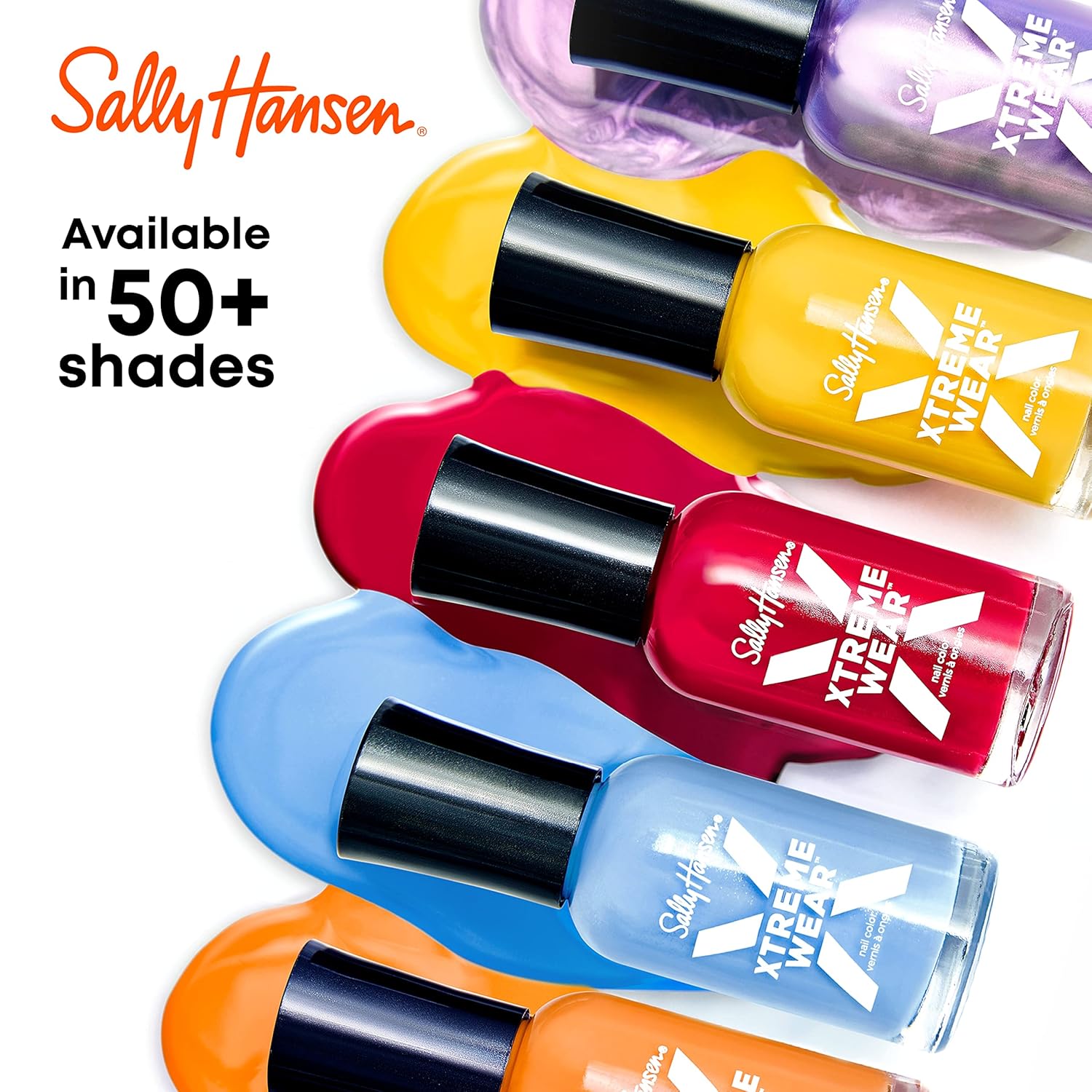Sally Hansen Xtreme Wear Esmalte de uñas, sin rayas, acabado brillante, color de uñas de larga duración, color blanco, 0.4 onzas líquidas (paquete