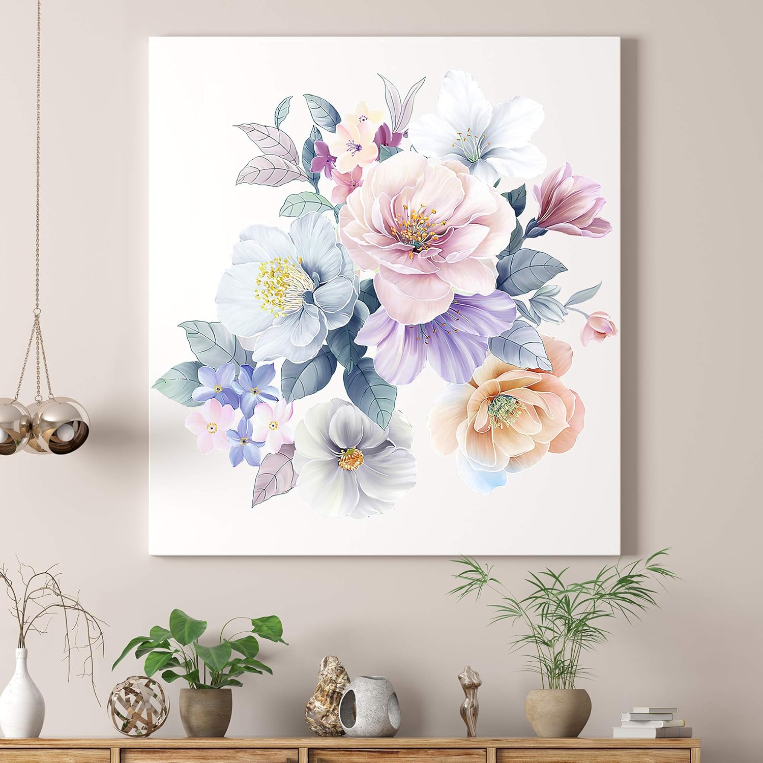 Calcomanías de pared con diseño de flores, diseño de rosas en acuarela, bricolaje, removibles, despegar y pegar, decoración artística de flores para