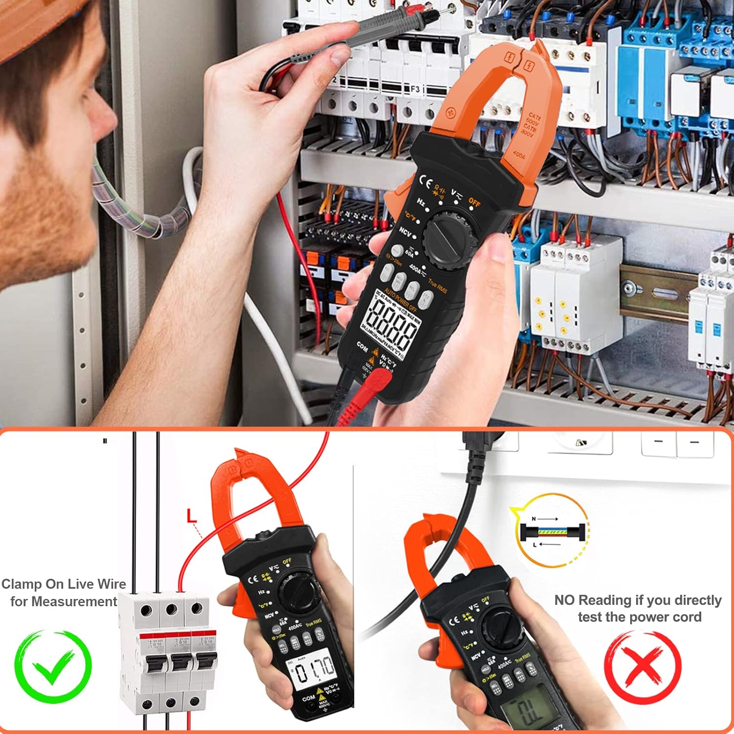 Medidor de abrazadera digital Multímetro LC-7200B AC DC amp Medidor 6000 cuentas para ACDC Resistencia de voltaje de corriente Temperatura