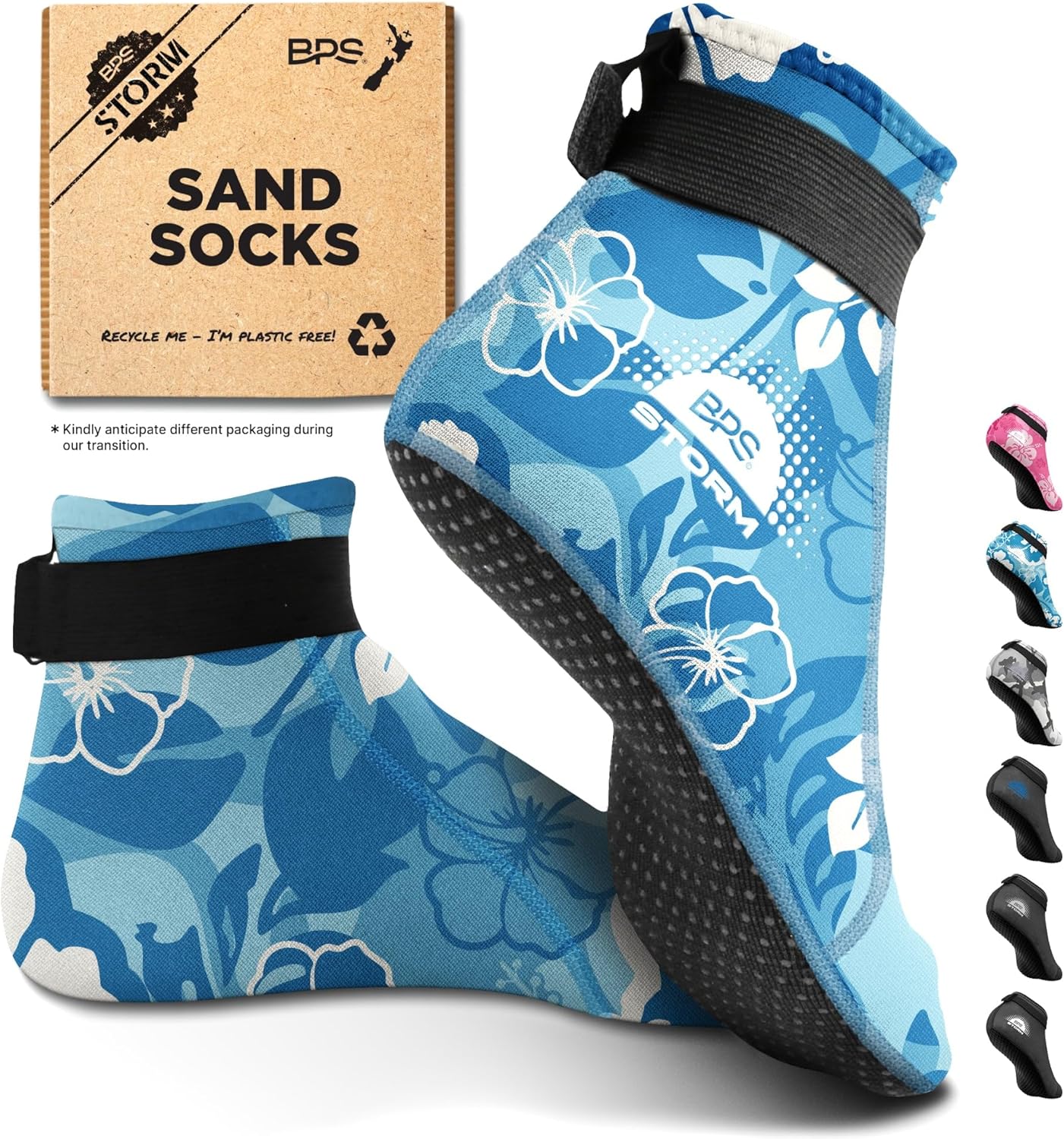Calcetín BPS ‘Storm Sock’ ultra premium para aletas de agua (corte bajo, unisex) 0.118pulgadas de neopreno pegado y cosido ciego con correas de