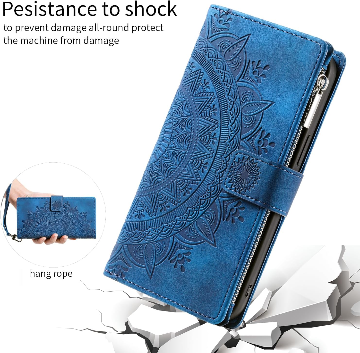Asuwish Funda de teléfono para Samsung Galaxy A50 A50S A30S Funda tipo cartera con protector de pantalla de vidrio templado y Mandala Flower Flip
