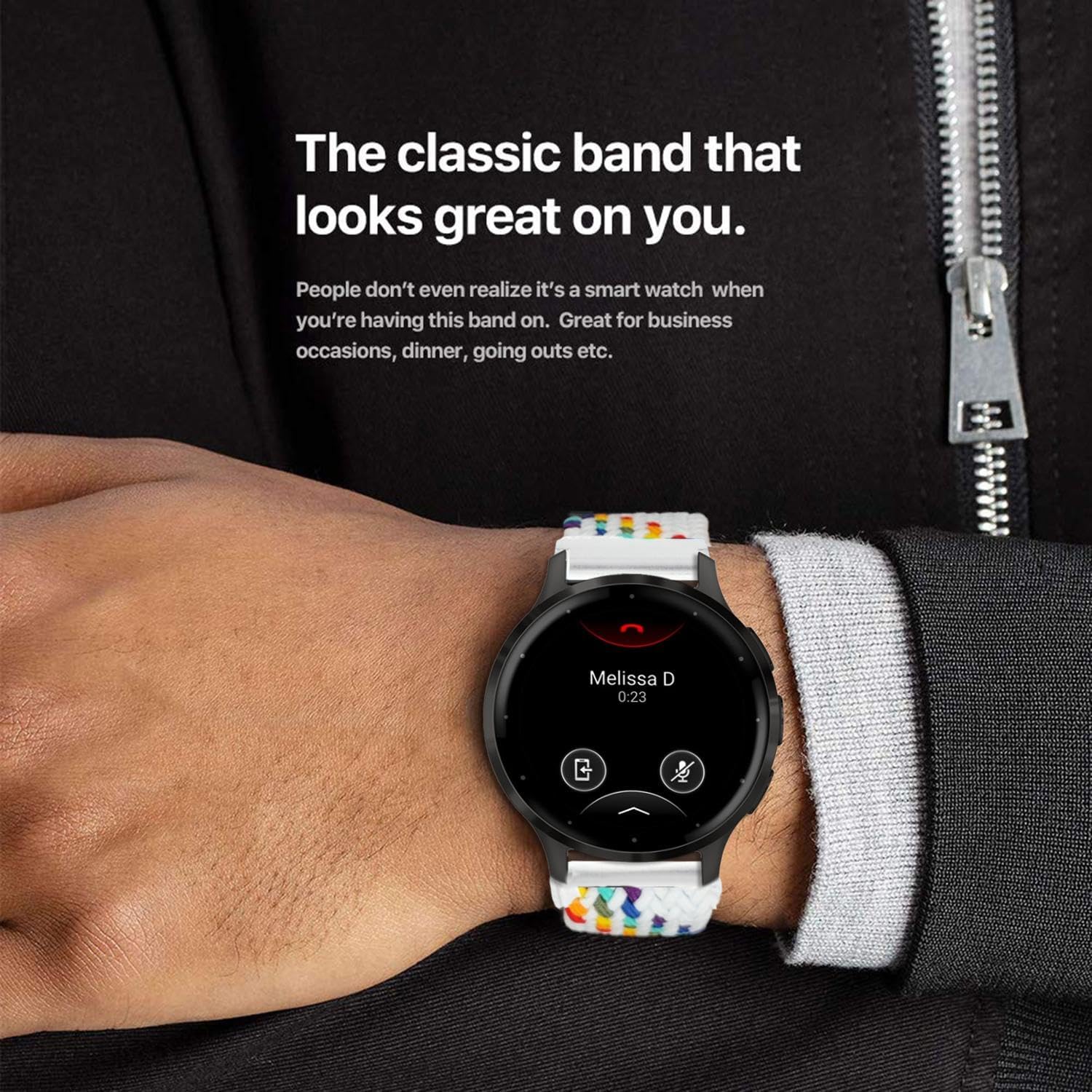Abanen Correa de reloj trenzada de nailon elástico para Garmin Venu 2S  Vivoactive 4S  Vivomove 3SVenu 3S, correa elástica suave de 0.709 in con