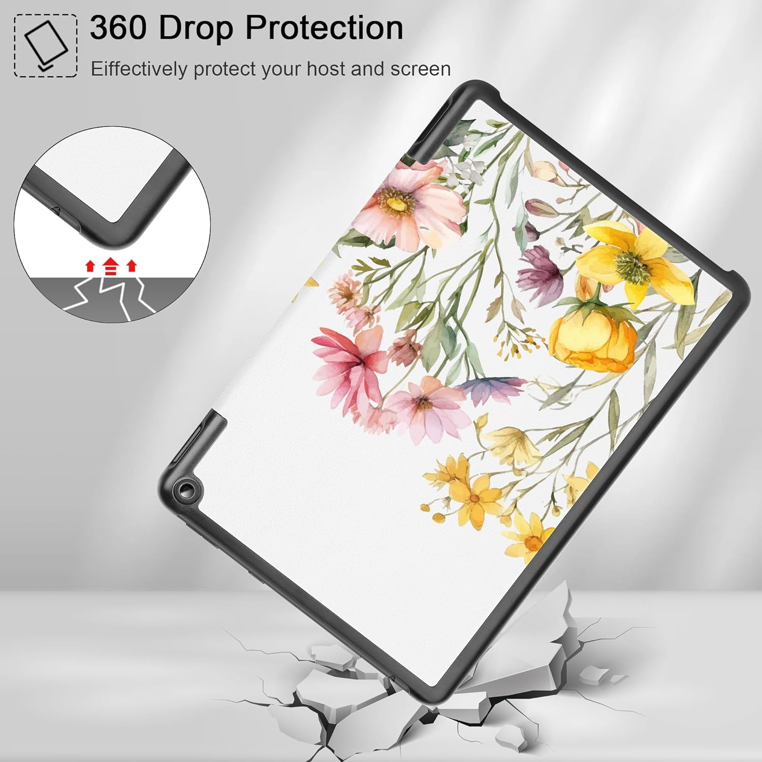 May Chen Funda para tablet Tienda Kindle Fire HD 10 (13 generación, versión 2023) de 10.1 pulgadas, funda de piel sintética con soporte triple para