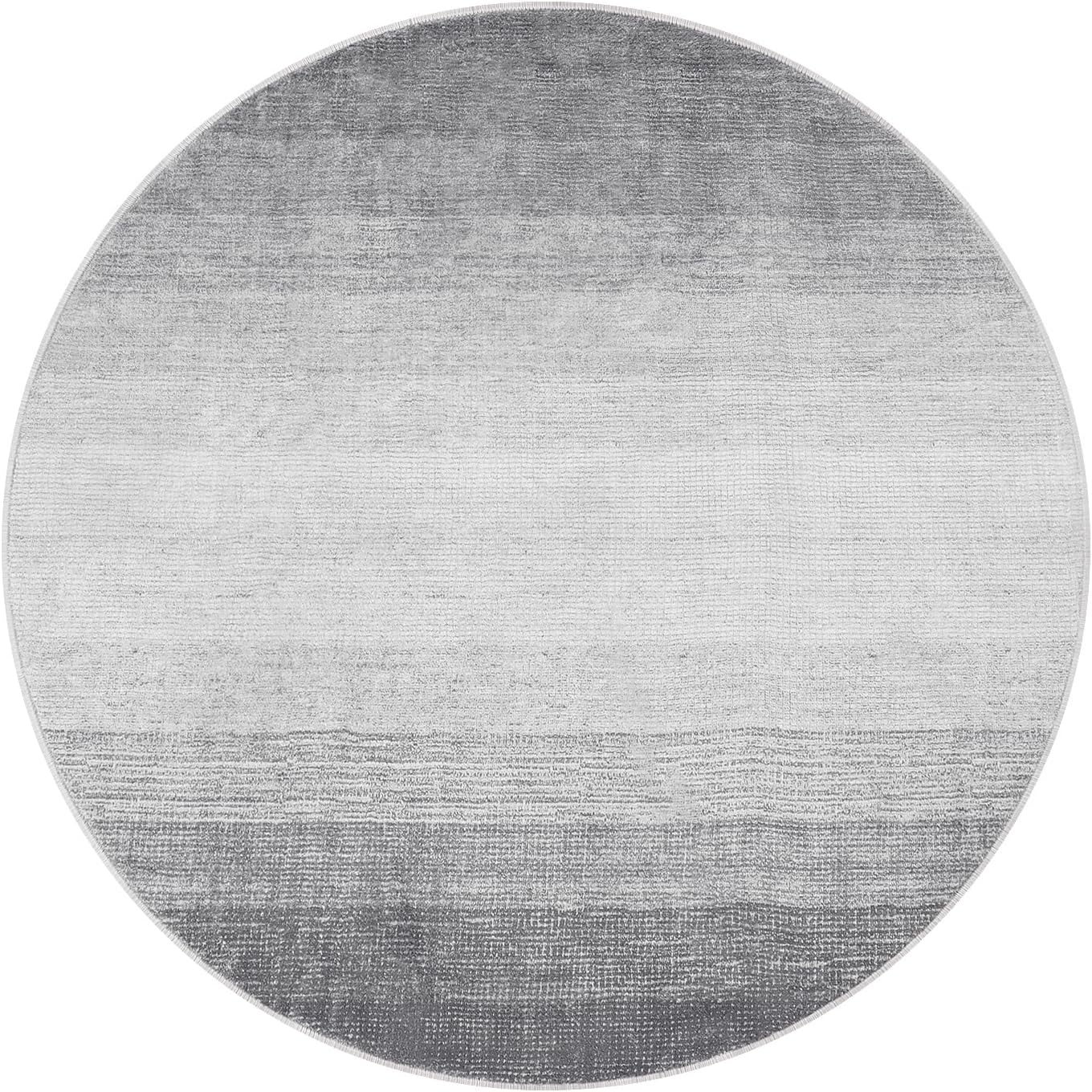 Wonnitar Alfombra redonda lavable moderna de 5 pies, color gris, para sala de estar, antideslizante, grande, resistente a las manchas, alfombra de