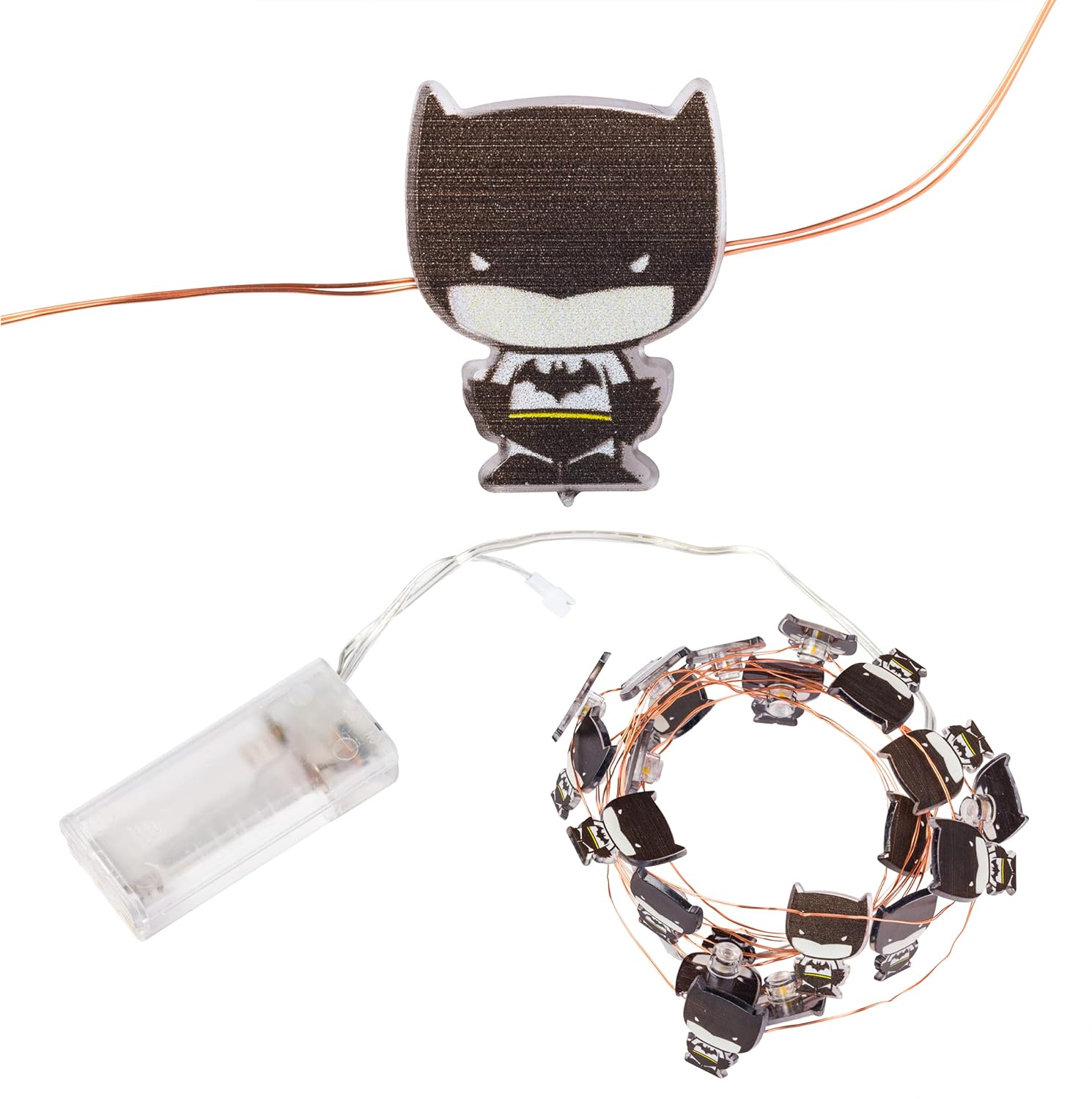 Silver Buffalo DC Comics Batman Chibi – Cadena de luces decorativas de 20 quilates, 7 pies de largo, LED blanco cálido