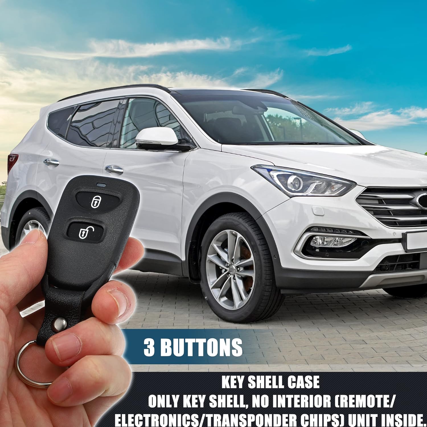 X AUTOHAUX Funda de repuesto para llavero de 3 botones sin llave para Hyundai Tuscon 2005-2016 para Kia sin chip, color negro