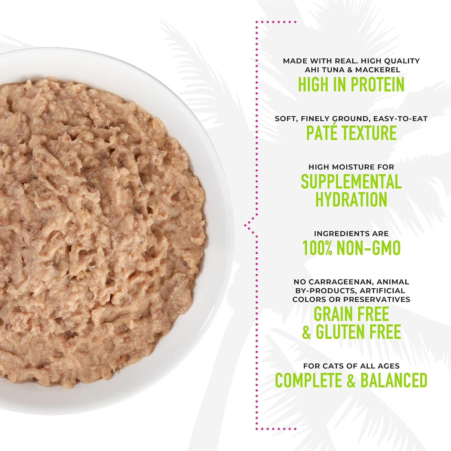 Tiki Cat Luau Pâté, receta de atún y caballa Ahi en consumo de atún, nutrición equilibrada sin granos, comida enlatada húmeda para gatos, para todas