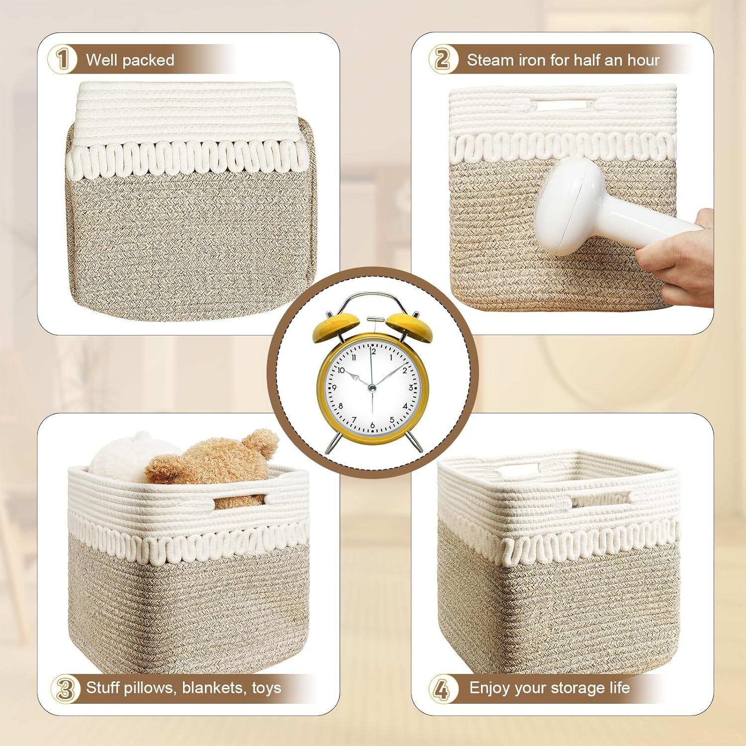Paquete de 2 cestas de almacenamiento pequeñas, cubos de almacenamiento de 11 x 11 x 11 pulgadas para estantes, canasta de juguetes para bebés y