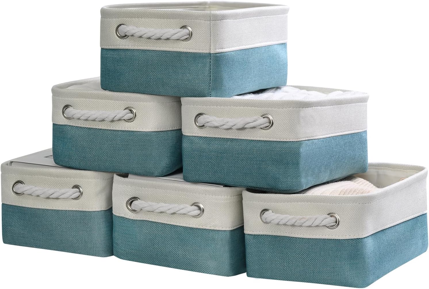 Cesta de organización y almacenamiento vacía para regalos, 12 x 8 x 5.2 pulgadas, paquete de 6 canastas de almacenamiento plegables para organizar,