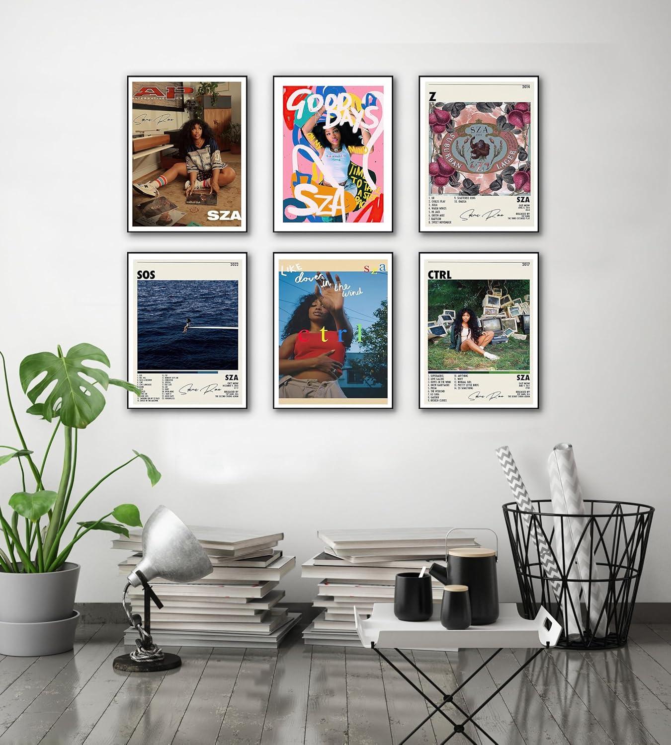 Sza – Póster de música en lienzo para pared, portada de álbum, firmado, limitado, juego de 6 pósteres estéticos retro para decoración de dormitorio,