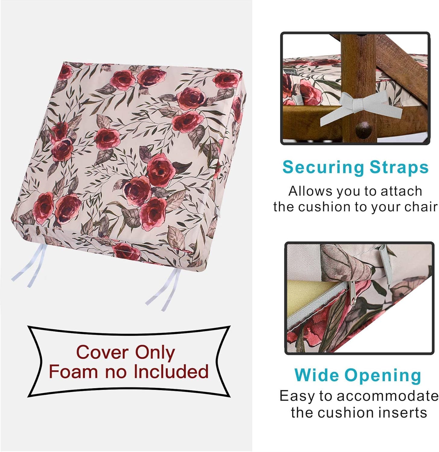 NettyPro Juego de 4 fundas de cojín para exteriores, funda de cojín impermeable para silla de patio, solo funda de repuesto, 22 x 20 x 4 pulgadas