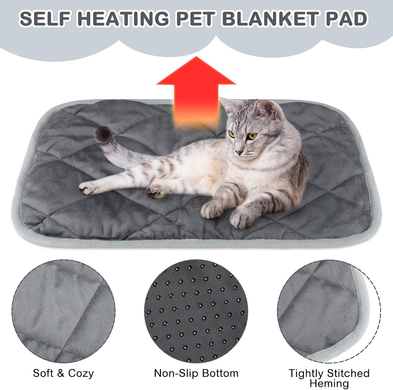 Paquete de 4 alfombrillas autocalentables para gatos, de 16 x 20 pulgadas, refleja el calor corporal, almohadilla térmica extra cálida para