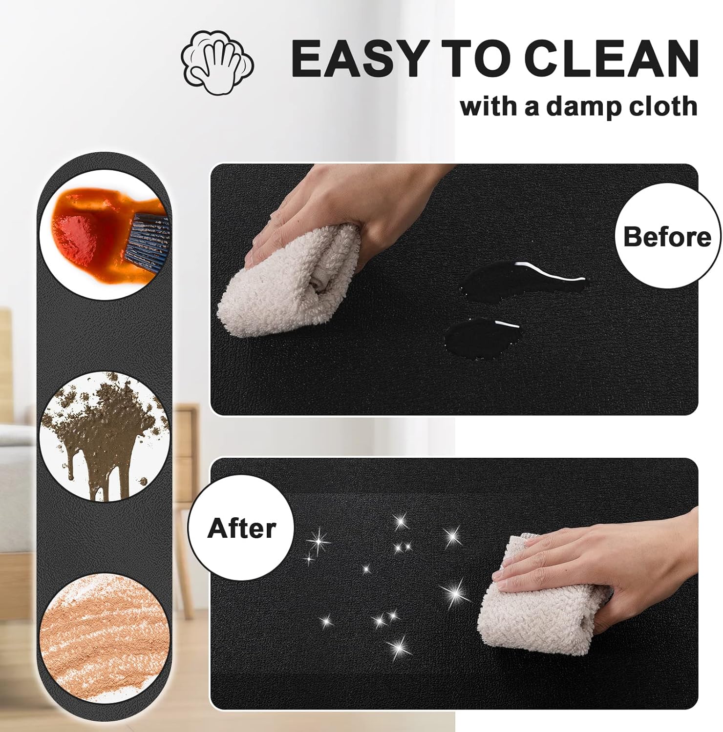 Carvapet Tapete antifatiga acolchado de 34 pulgadas para cocina, cómodo, impermeable, antideslizante, de pie, tapete ergonómico de espuma de PVC