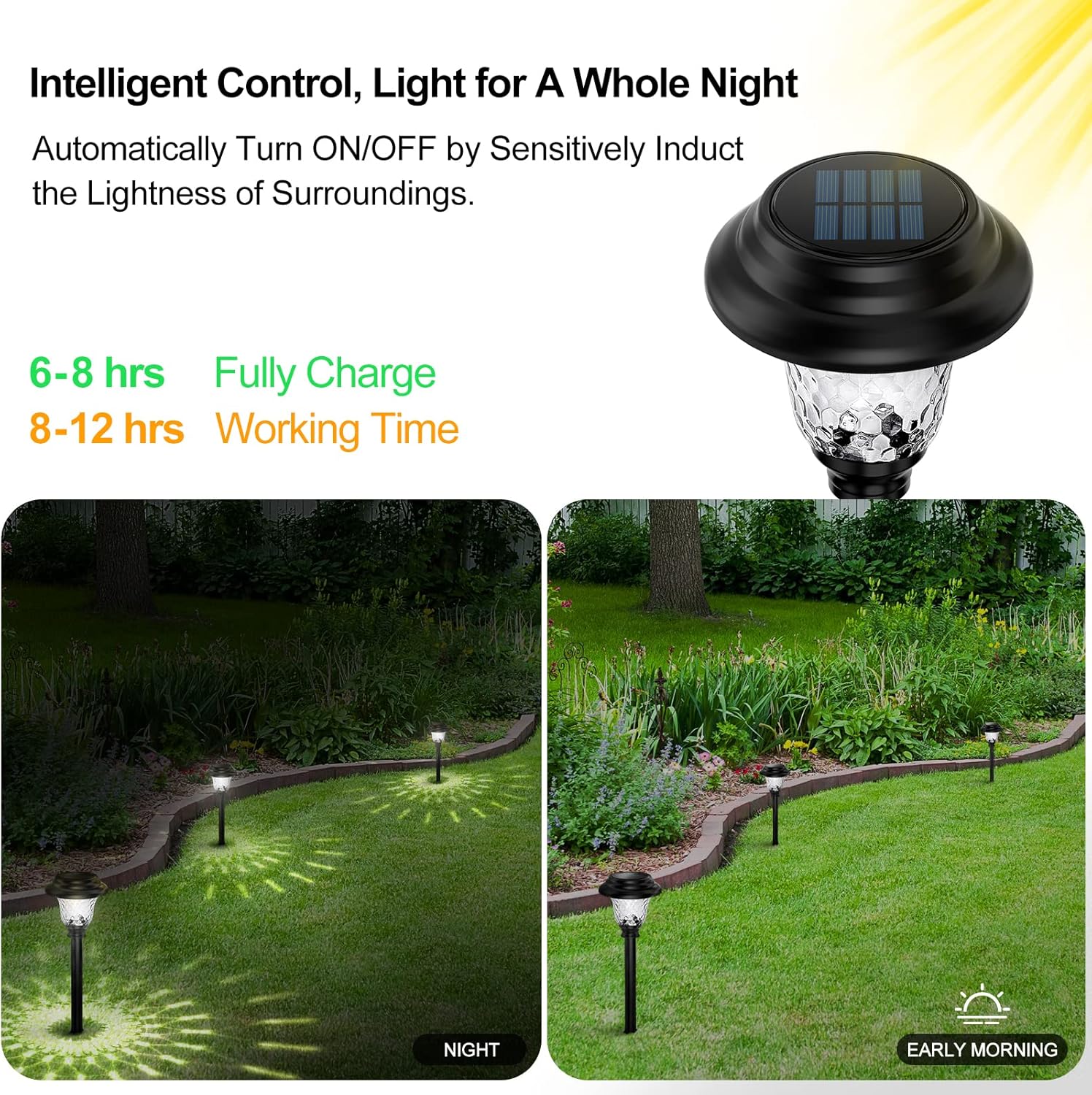 Luces de jardín solares para exteriores, encendido y apagado automático, impermeables , iluminación solar de paisaje para senderos, caminos, patio y