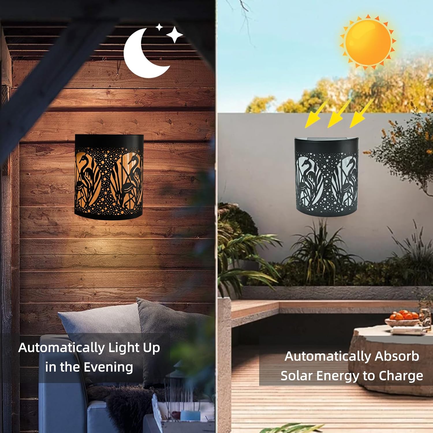 Luces de pared para exteriores, lámpara decorativa solar para exteriores, iluminación de valla de pared para patio, puerta delantera, patio,