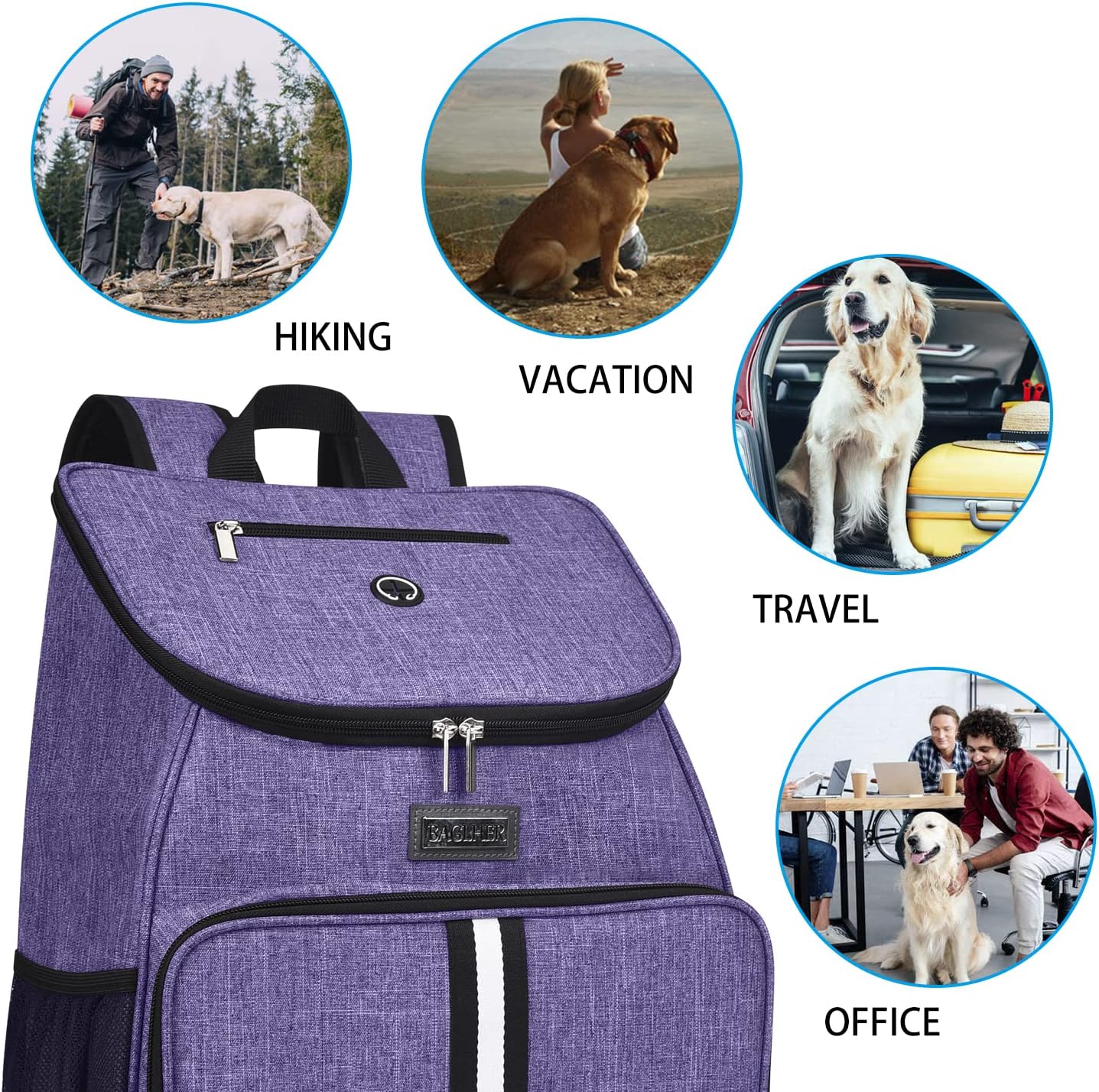 BAGLHER Bolsa de viaje para perros, mochila de suministros para mascotas aprobada por aerolíneas, mochila de viaje para perros con 2 cuencos