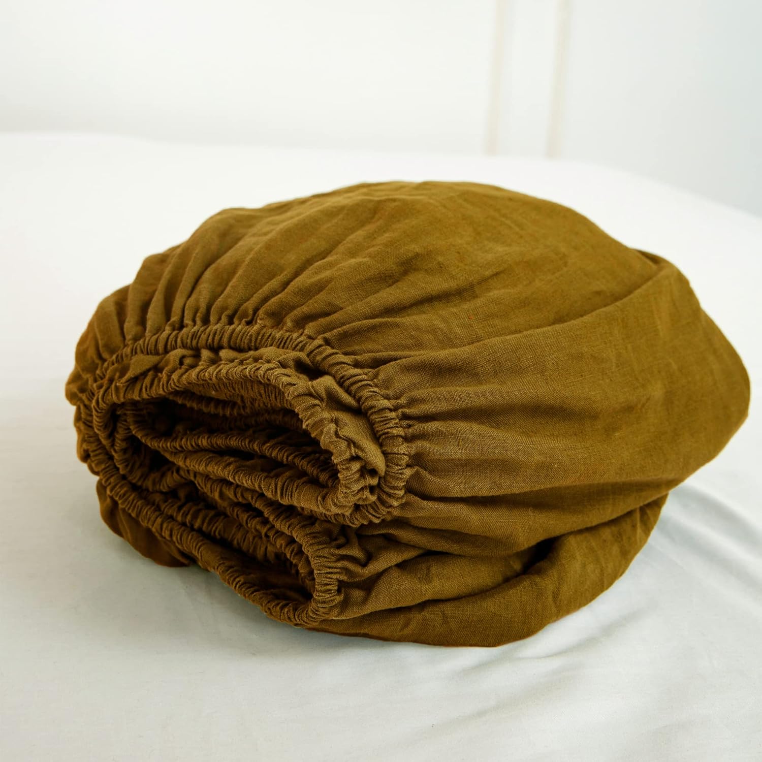 S VICTORY SYMBOL Sábana bajera ajustable 100% de lino de 78 x 80 pulgadas, 1 pieza, bolsillo profundo de 16 pulgadas, ropa de cama de lino francés
