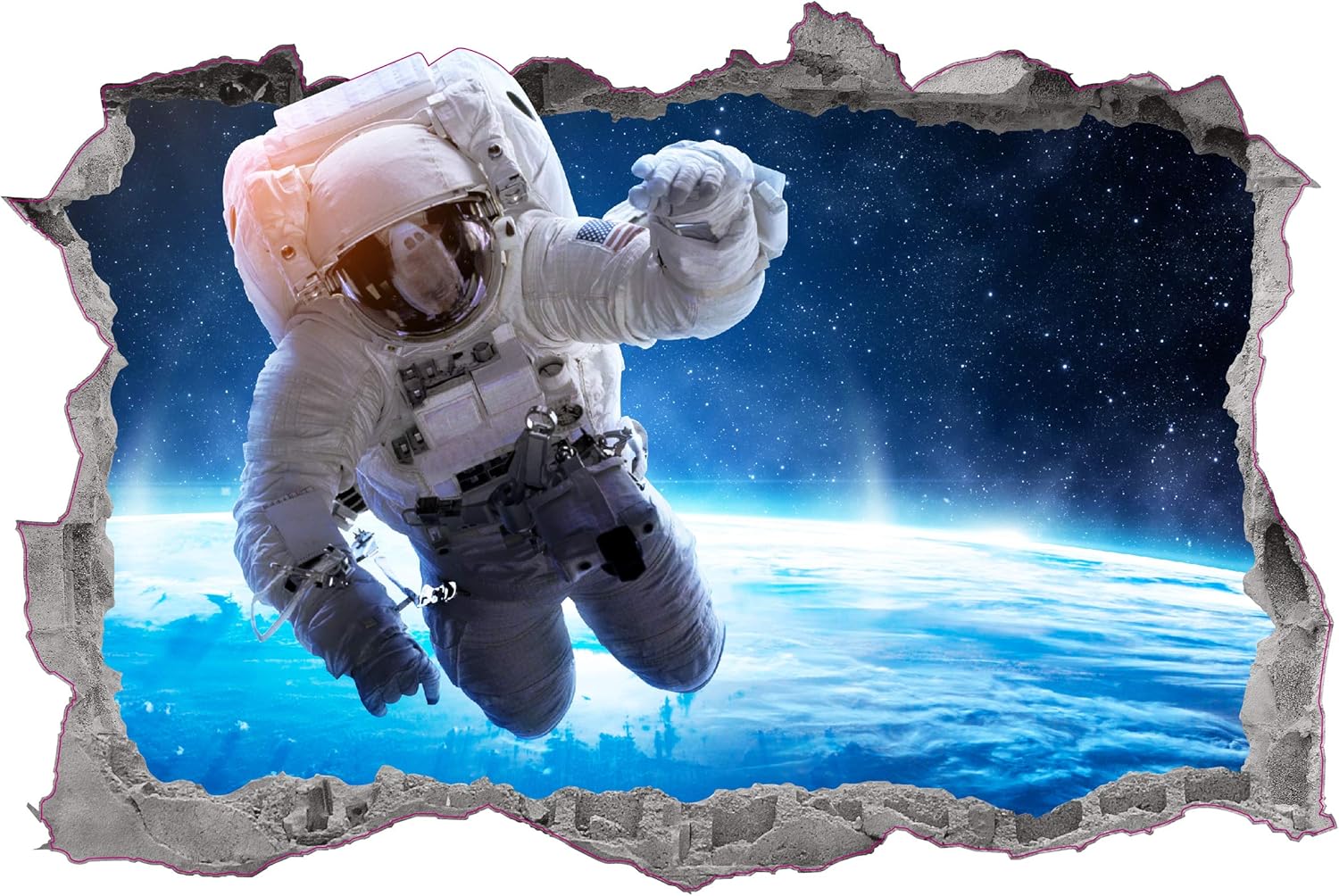 Calcomanía de pared de astronauta con gráficos 3D aplastados de la NASA, póster mural para decoración de habitación de niños, regalo UP365 (70