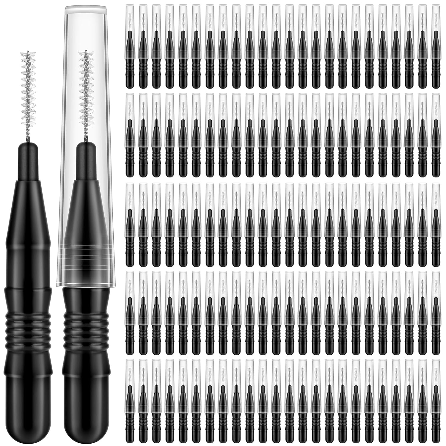 MAPVOLUT 120 piezas de cepillo micro para cejas con casquillo de laminación de cejas carretes para cejas pestañas cepillo de cejas relleno de
