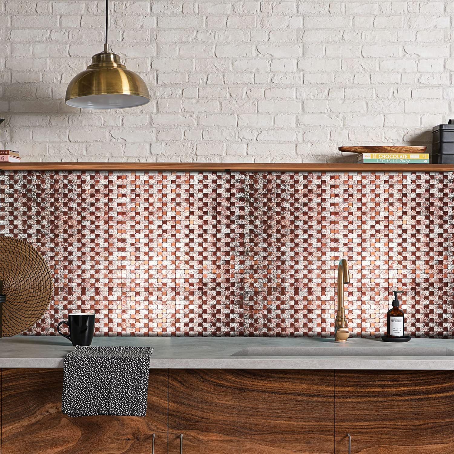 WEIMEISC 10 hojas de azulejos de mosaico para cocina, despegar y pegar, superficie de aluminio de 11.65 x 11.65 pulgadas, panel de calcomanías de