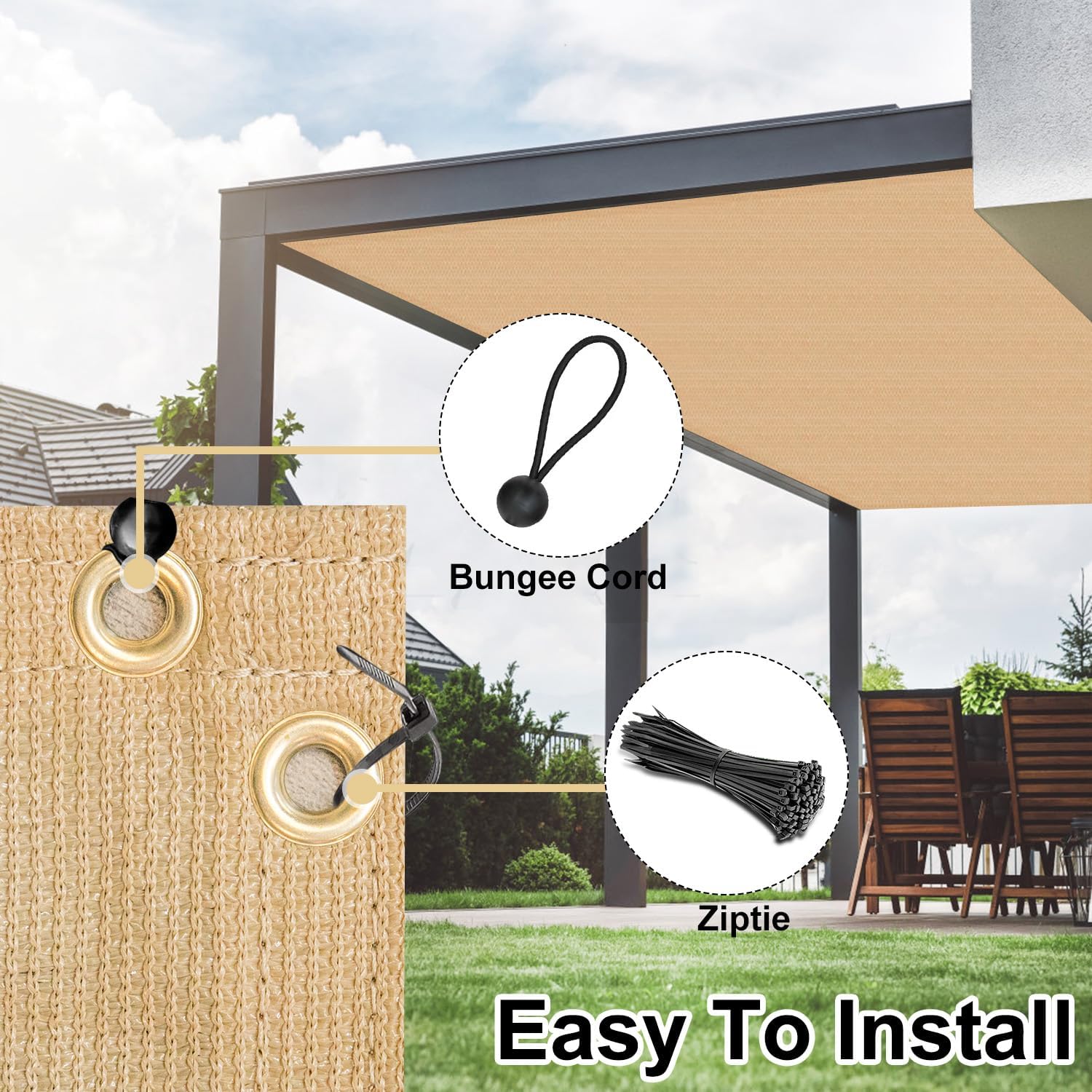 Paño de sombra 90% de bloqueo de rayos UV, 8 x 10 pies, rectangular negro con ojales, permeable al agua y al aire, cubierta de pérgola de patio para