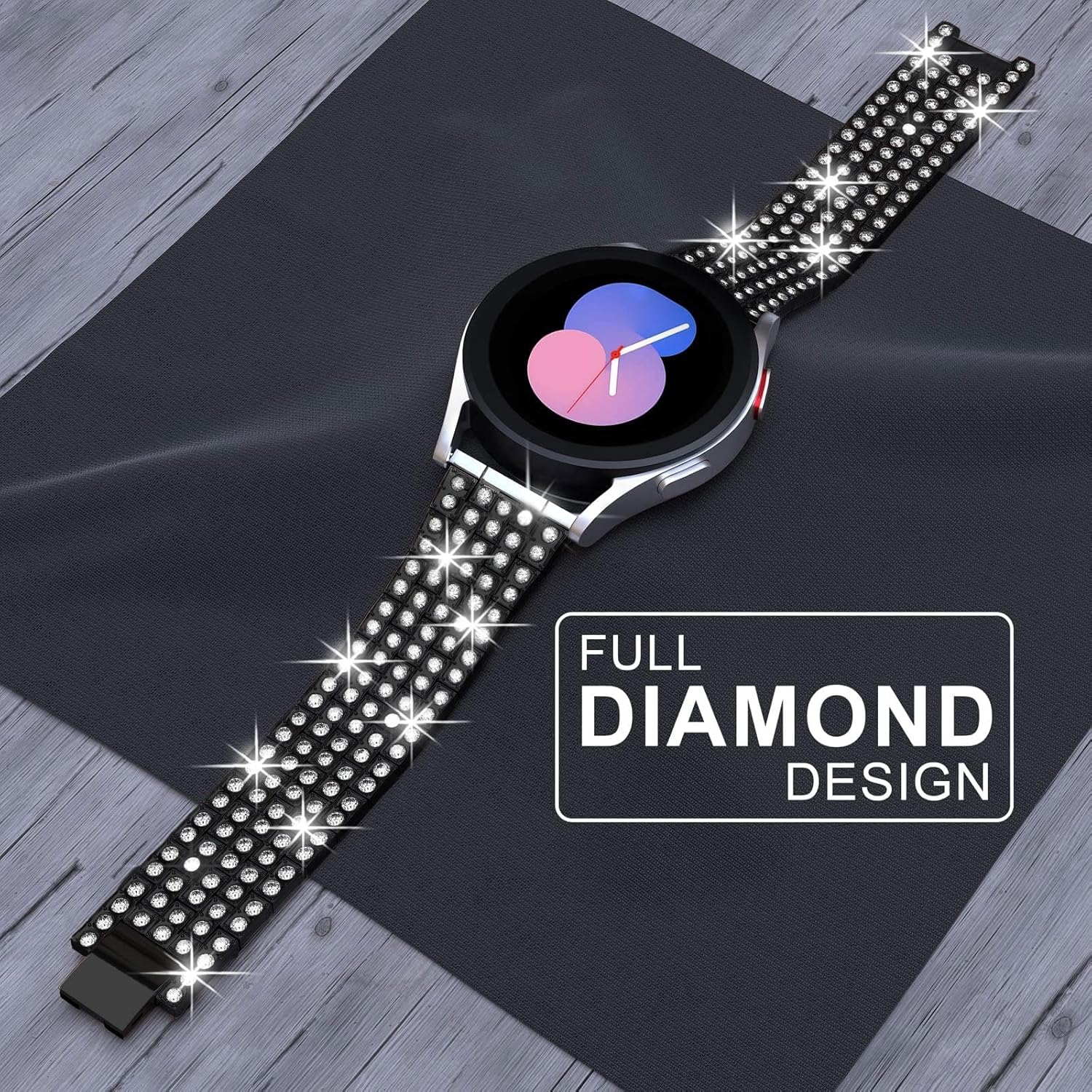 Pencoda Correa brillante compatible con Samsung Galaxy Watch 54 de 1.575 pulgadas, 1.732 pulgadas, 0.787 pulgadas, correa de repuesto brillante para