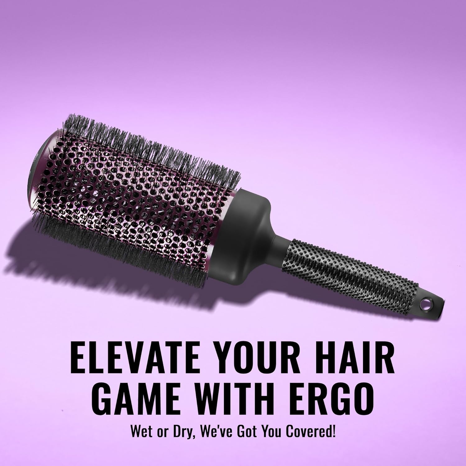 Ergo Cepillo de pelo redondo súper suave, cepillo profesional para cabello húmedo y seco para secado con secado, herramienta de peinado para el