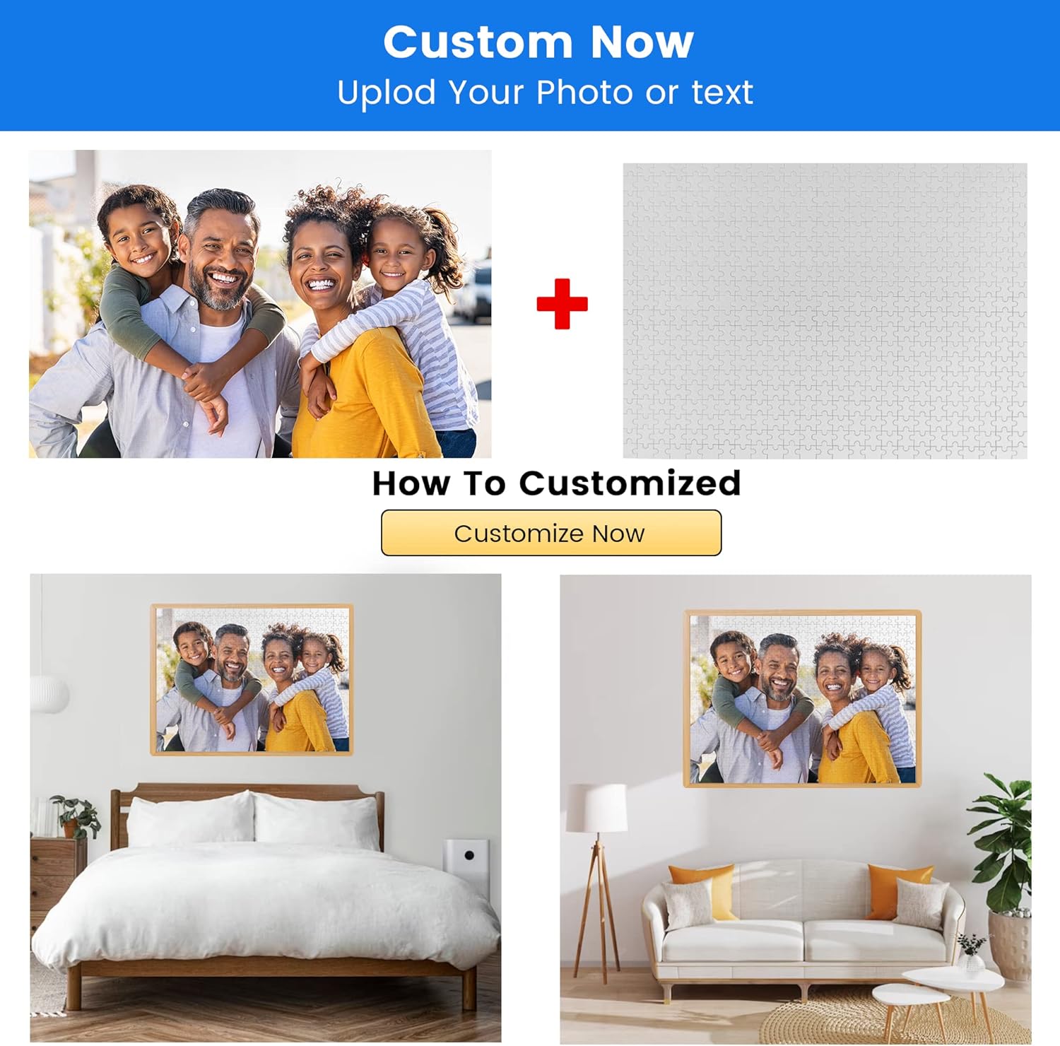 FASENG Rompecabezas personalizado de fotos 1000, 500, 300 piezas, rompecabezas de fotos personalizado para adultos y adolescentes, 300 piezas