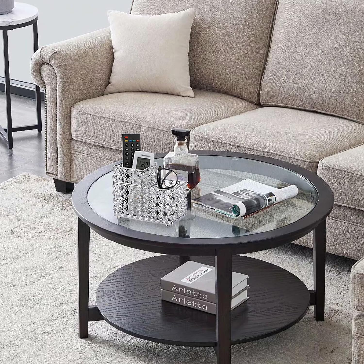 ELLDOO Soporte para brochas de maquillaje de cristal, organizador de cosméticos de 2 ranuras, centro de almacenamiento, delineadores de ojos,